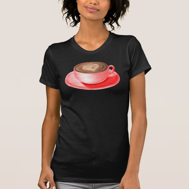 Valentine Cappuccino Art Heart T-Shirt (Front)