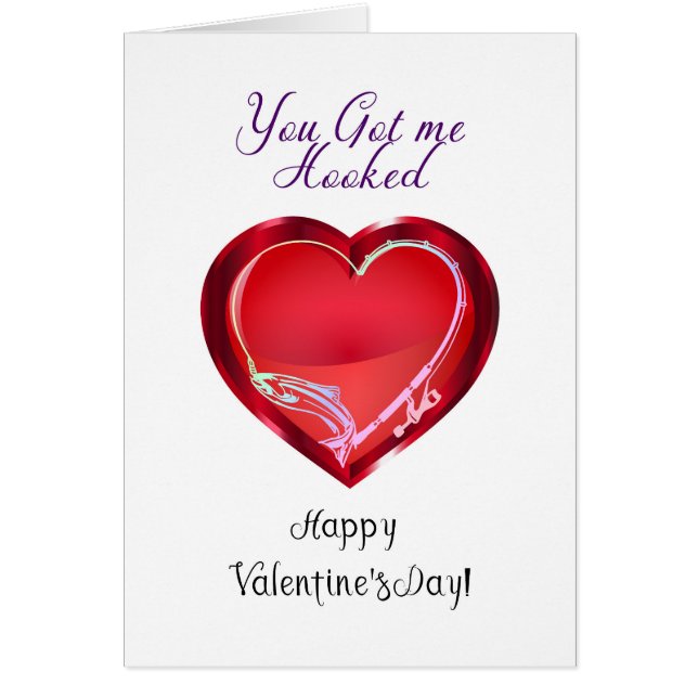 Valentine Card Fishing Theme You Got Me Hooked (Front)