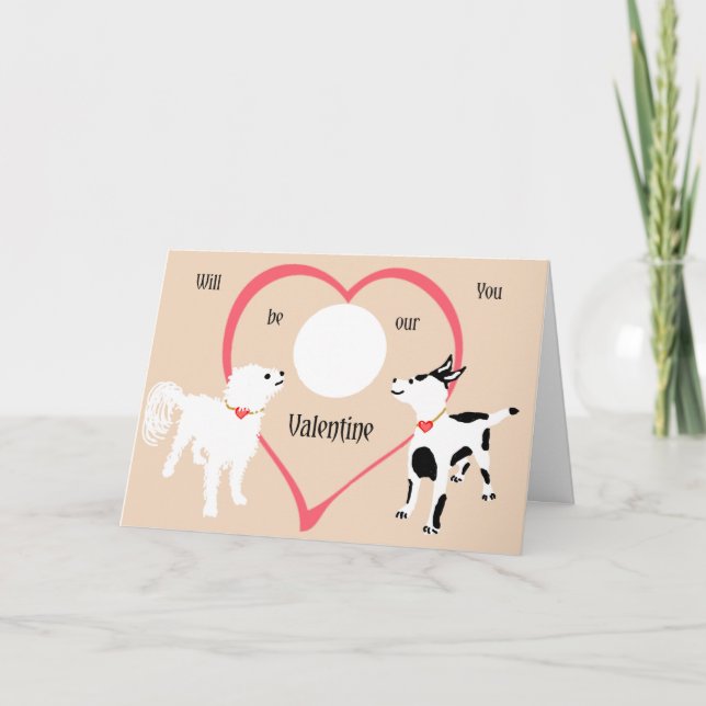 Valentine Card from Two Dogs, Add Your Photo. (Front)