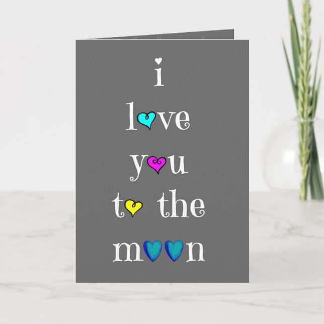 Valentine Card;  i love you to the moon and back Holiday Card (Front)