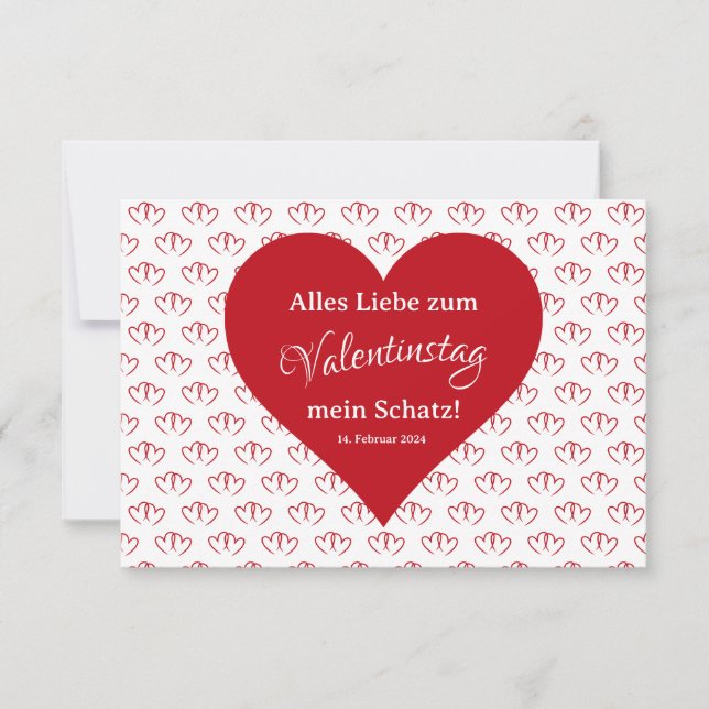 Valentine card: two red hearts (Front)