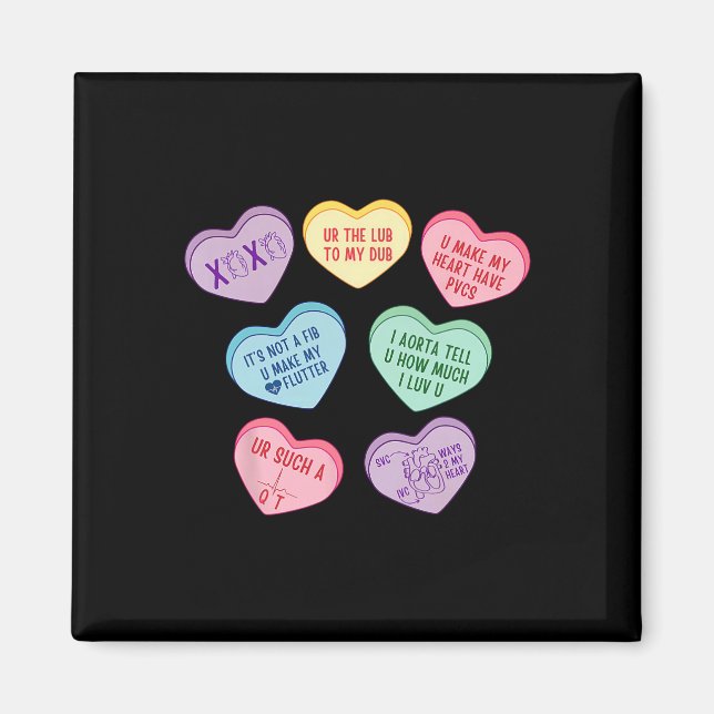 Valentine Cardiologist Hearts Candy Ekg Tech Telem Magnet (Front)