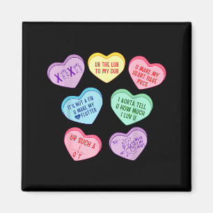 Valentine Cardiologist Hearts Candy Ekg Tech Telem Magnet