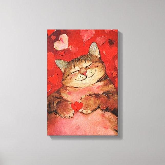 Valentine Cat Canvas Print (Front)