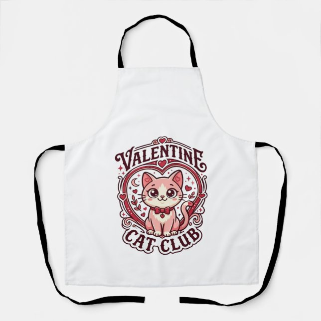 Valentine Cat Funny Cat Lover Design - Valentine C Apron (Front)