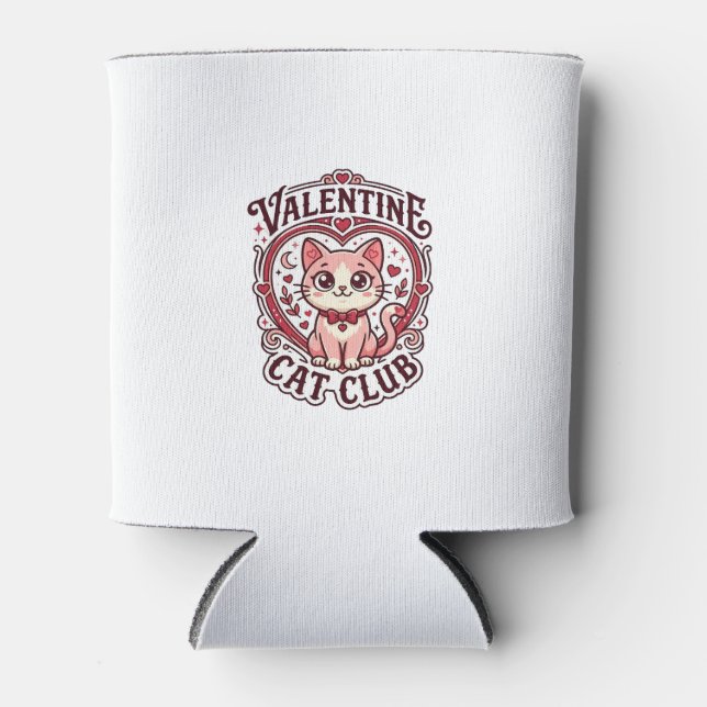 Valentine Cat Funny Cat Lover Design - Valentine C Can Cooler (Front)