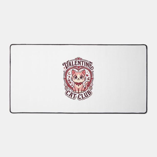 Valentine Cat Funny Cat Lover Design - Valentine C Desk Mat (Front)