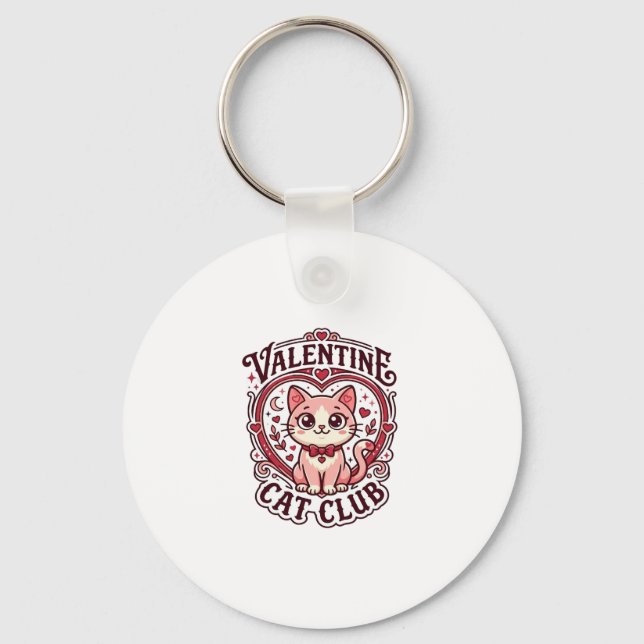 Valentine Cat Funny Cat Lover Design - Valentine C Key Ring (Front)