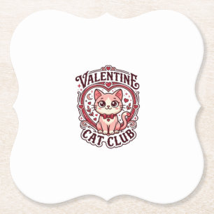 Valentine Cat Funny Cat Lover Design - Valentine C Paper Coaster