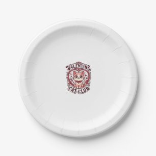 Valentine Cat Funny Cat Lover Design - Valentine C Paper Plate