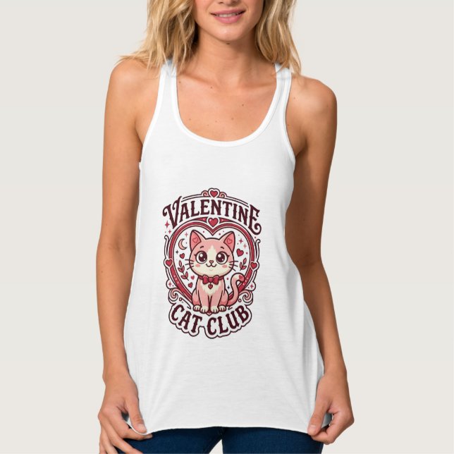 Valentine Cat Funny Cat Lover Design - Valentine C Singlet (Front)