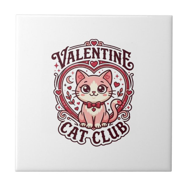 Valentine Cat Funny Cat Lover Design - Valentine C Tile (Front)
