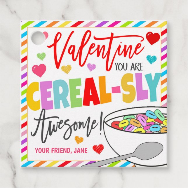 Valentine Cereal Gift Tags (Front)