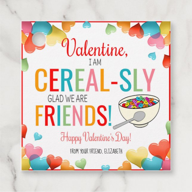 Valentine Cereal Gift Tags (Front)