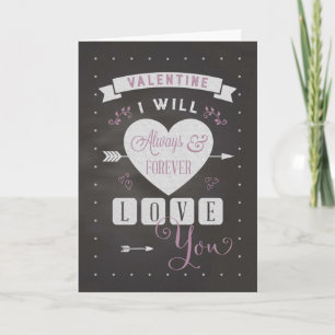 Valentine Chalkboard I will always & forever love Holiday Card