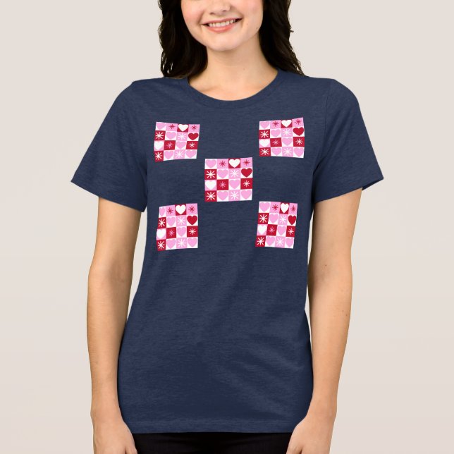 Valentine checkerboard  Tri-Blend shirt (Front)