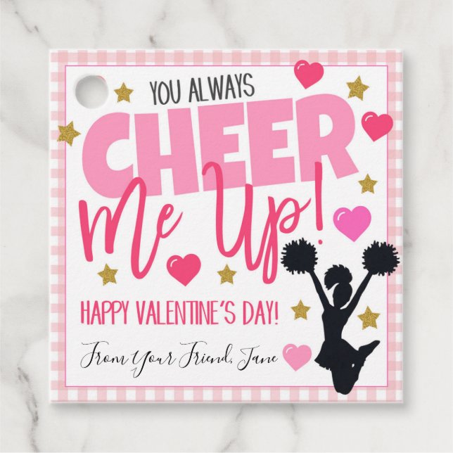 Valentine Cheerleader Gift Tags (Front)