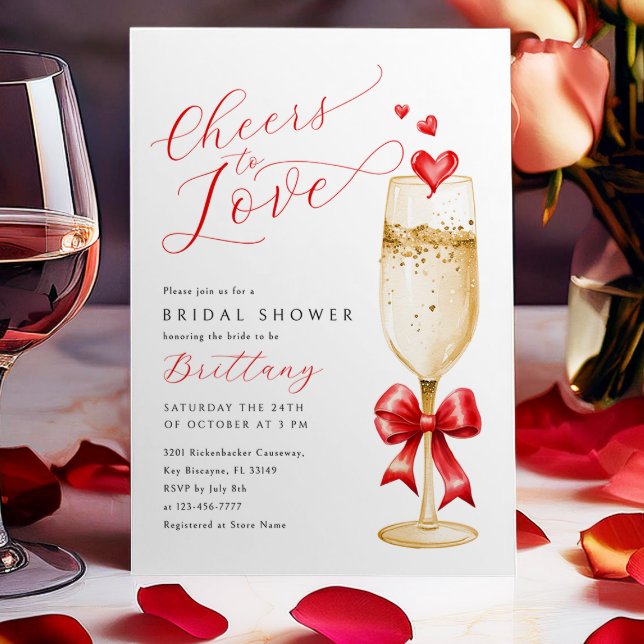 Valentine Cheers to Love Bridal Shower Invitation (Creator Uploaded)