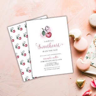 Valentine Cherry Berry Sweetheat Heart Baby Shower Invitation