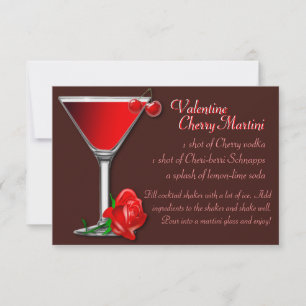 Valentine Cherry Martini Recipe Invitation