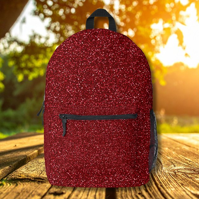 Valentine Classic Trendy Red Glitter Printed Backpack (Creator Uploaded)