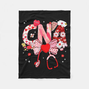 Valentine Cna Nurse Coquette Bow Stethoscope Girl  Fleece Blanket