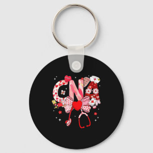Valentine Cna Nurse Coquette Bow Stethoscope Girl  Key Ring