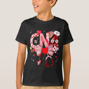Valentine Cna Nurse Coquette Bow Stethoscope Girl  T-Shirt