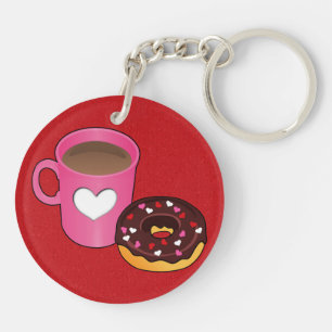Valentine Coffee and Doughnut Key Ring