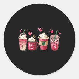 Valentine Coffee Lover Heart Women Girl Valentines Classic Round Sticker