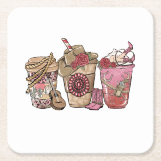 Valentine Coffee | Valentines Day | Valentine Days Square Paper Coaster