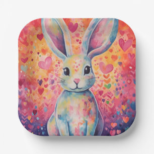 Valentine Colorburst Cottontail bunny pink and pur Paper Plate