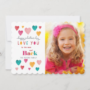 Valentine Colourful Bright Hearts Photo Card