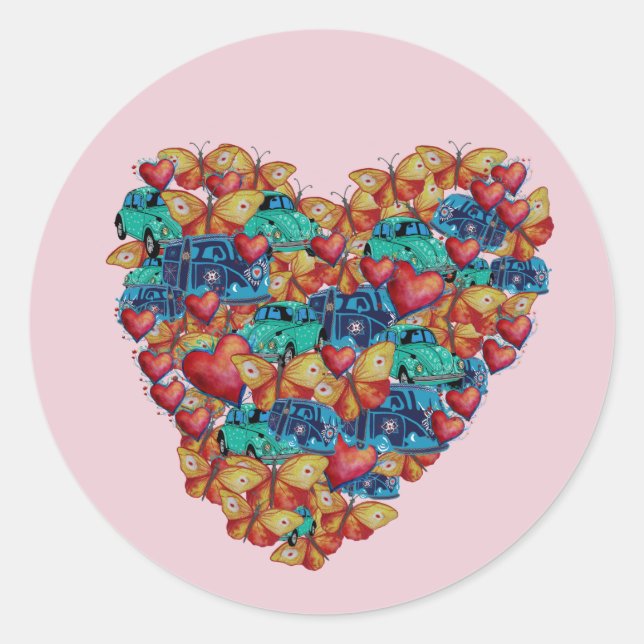 Valentine Colourful Heart Art  Sticker (Front)
