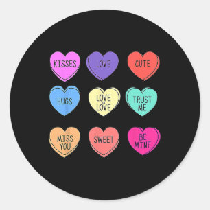 Valentine Conversation Hearts Candy Happy Valentin Classic Round Sticker