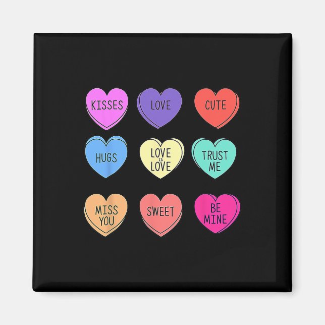 Valentine Conversation Hearts Candy Happy Valentin Magnet (Front)