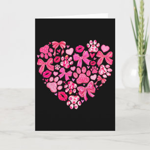 Valentine Coquette Bow Dog Paw Heart Mom Women Gir Card
