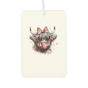 Valentine Coquette Bow Heifer Highland Cow Blowing Car Air Freshener