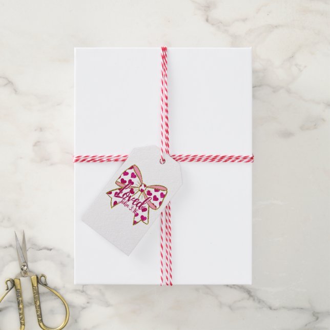Valentine Coquette Christian  Gift Tags (With Twine)