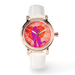 Valentine couple kissing wrist watch