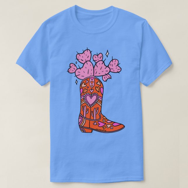 Valentine Cowboy Boot T-Shirt (Design Front)