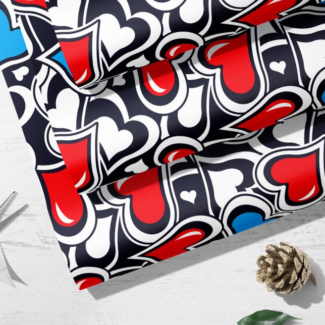 Valentine Crazy Hearts  | Valentine Gift Wrap (Creator Uploaded)