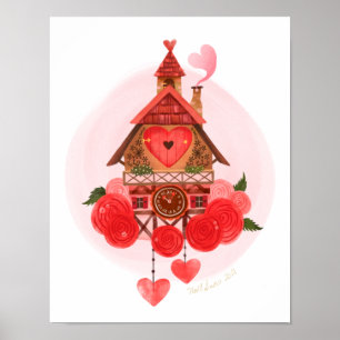 Valentine Cuckoo Clock Art Print  