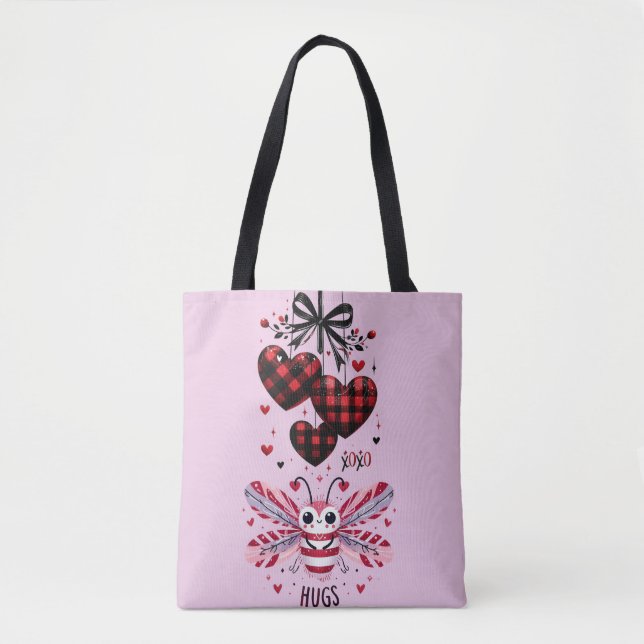 VALENTINE CUDDLE BUG HUGS TOTE BAG (Front)