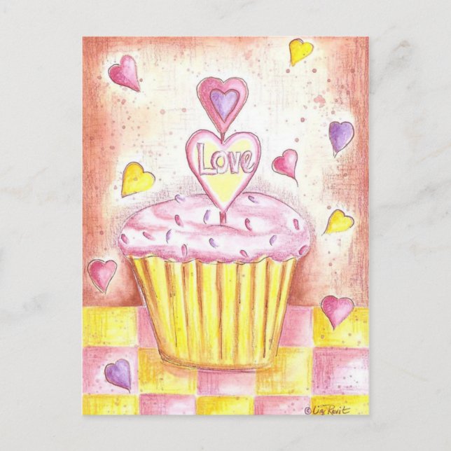 Valentine Cupcake Holiday Postcard (Front)