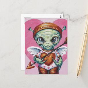 Valentine Cupid Alien Postcard