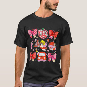 Valentine Cupid Coquette Pink Bow Apple Books Teac T-Shirt