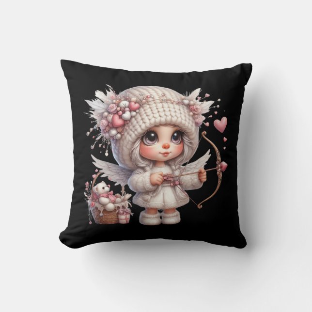 Valentine Cupid Throw Pillow 16''x16'' (Front)