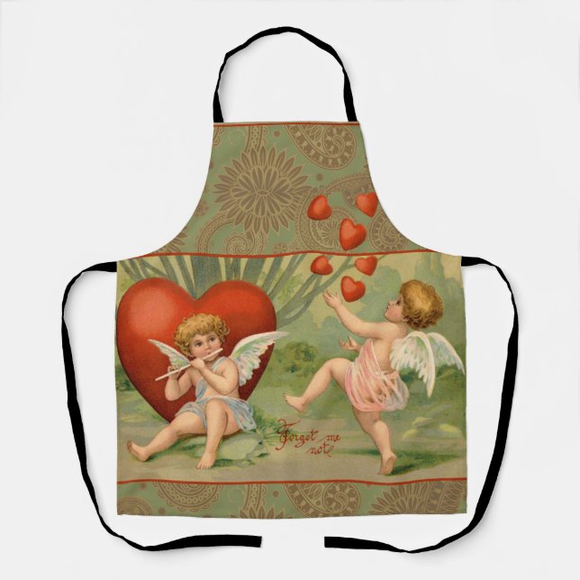 Valentine Cupids Love Antique Vintage Apron (Front)