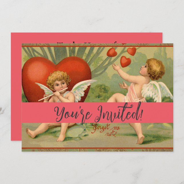 Valentine Cupids Love Antique Vintage Invitation (Front/Back)